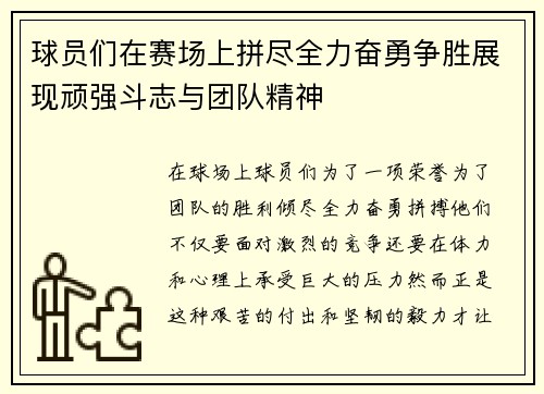 球员们在赛场上拼尽全力奋勇争胜展现顽强斗志与团队精神